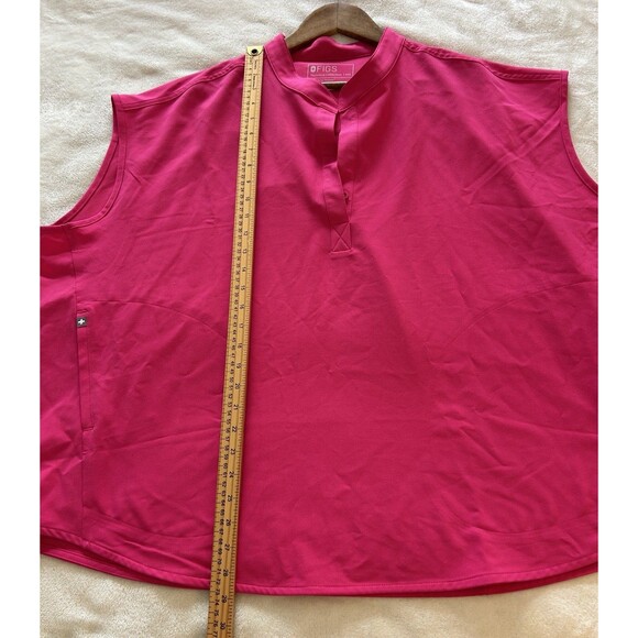Figs Womens Scrub Top 4XL Plus Oversized Mandarin Collar Pink Fuschia Rafaela - Picture 7 of 12